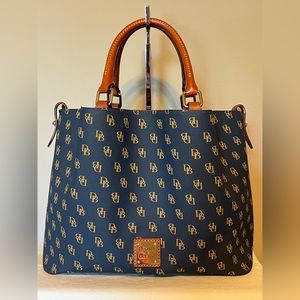 DOONEY & BOURKE Large Gretta Brenna Navy Monogram Logo Print Satchel/Cro…
